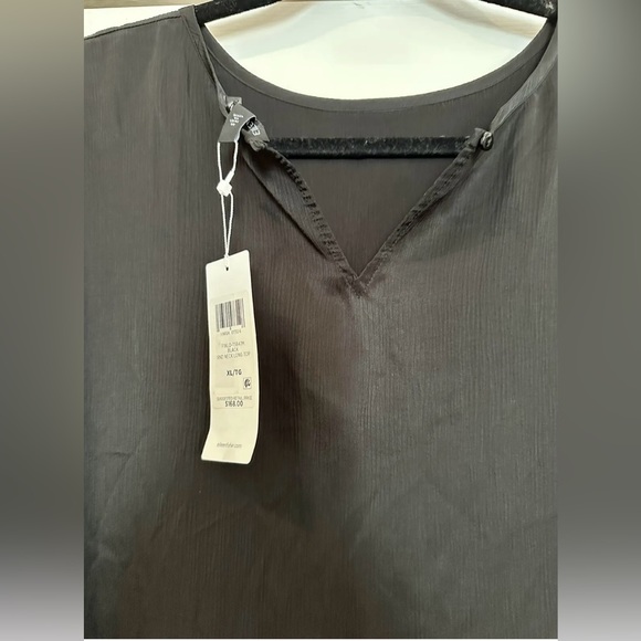 NWT Eileen Fisher Black Textured Cupro Round Neck Top size XL - Picture 7 of 7